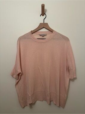 All Saints Blush Pink Lightweight Sweater w/ Dolman Sleeves Asymmetrical Cut